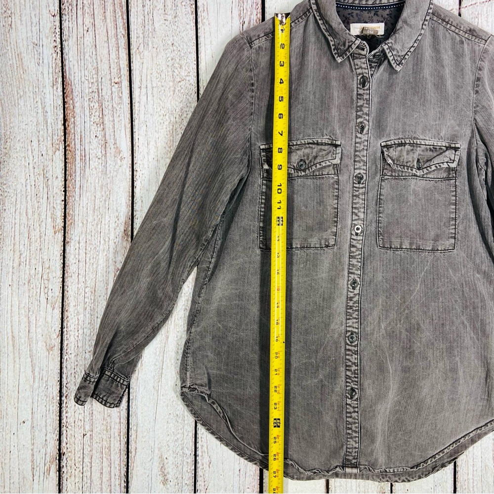 Anthropologie Pilcro Shirt Womens XS Gray Acid Wash Long Sleeve Button Up - Picture 4 of 9